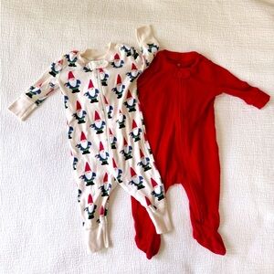Holiday red Christmas pajama baby 0-3 months Hannah andersson gap gnome and red